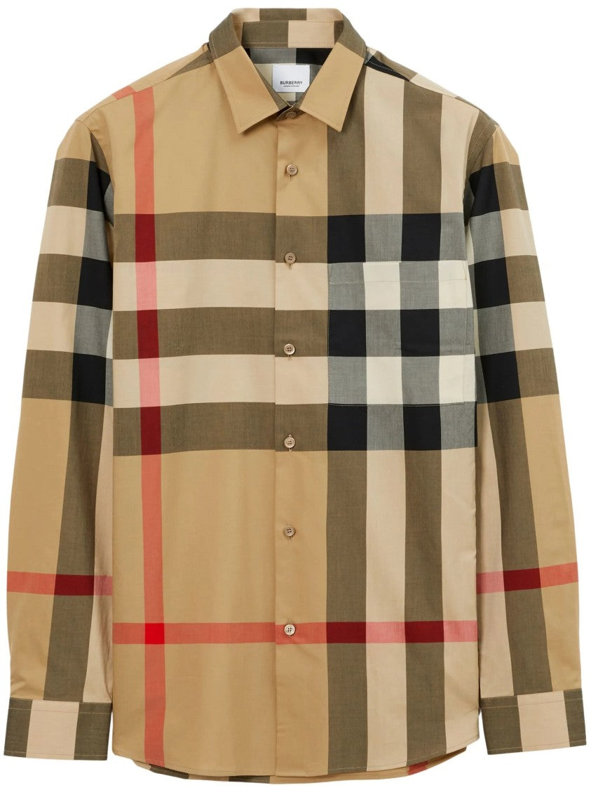 Burberry Multi-Color Check Pattern Slim Shirt