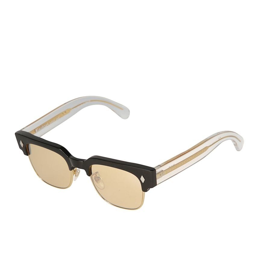 Kador Tobako Cm Bold Black Sunglasses With Amber Tinted Lenses