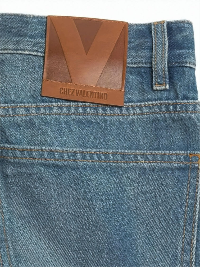 Valentino Garavani Straight-Leg Denim Pants With Unique Cuff Detail