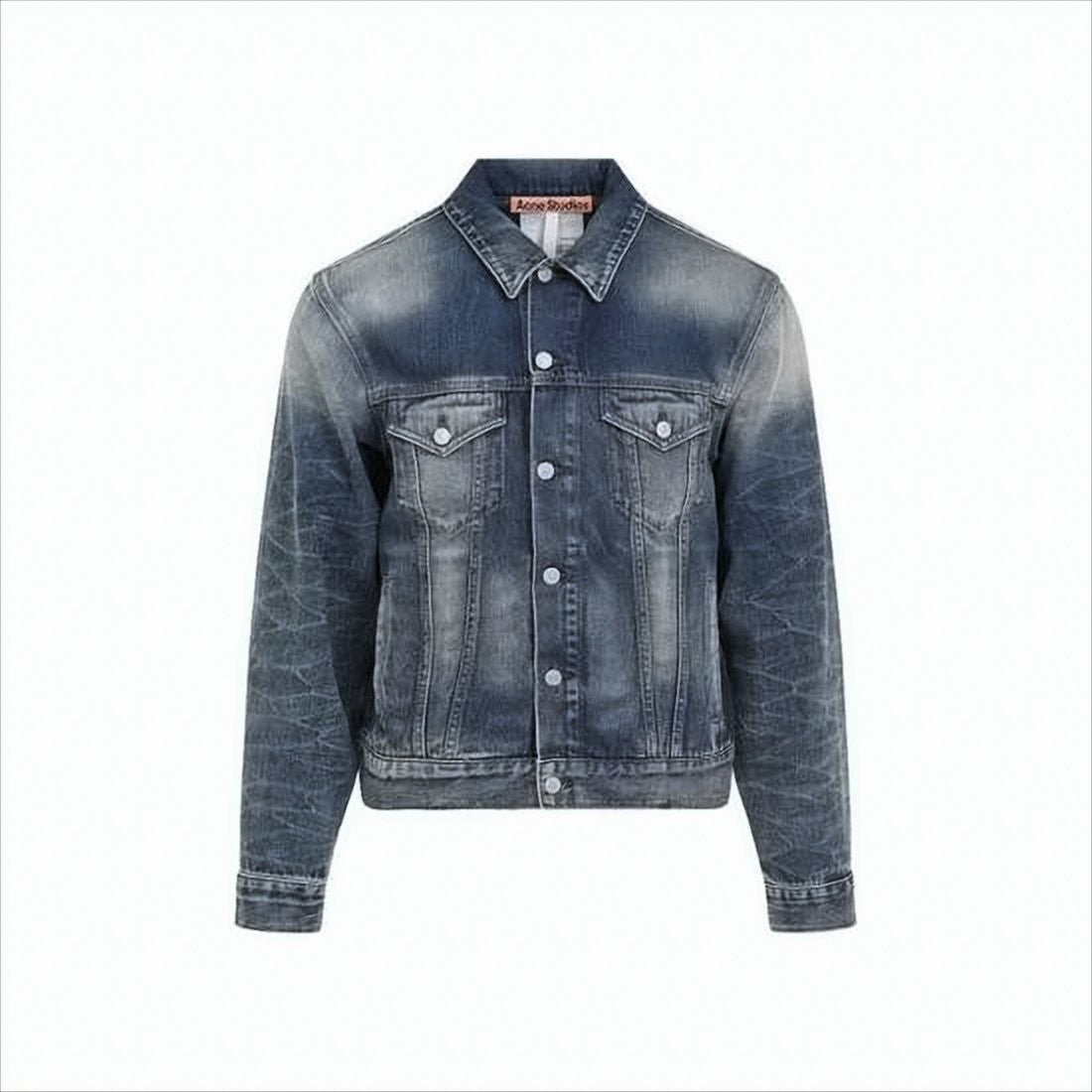Acne Studios Classic Faded Denim Jacket With Button-Up Front And Chest Pockets