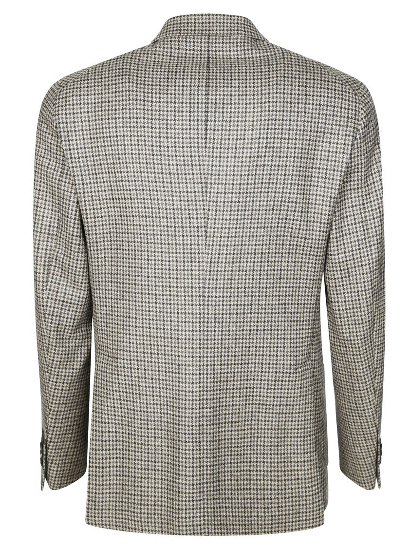 Tagliatore Tailored Long Blazer With Micro-Check Pattern
