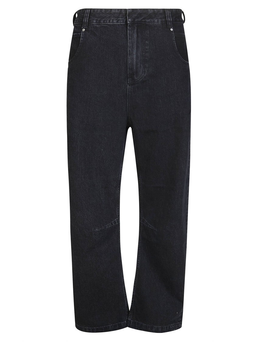 Entire Studios Cropped Dark Wash Wide-Leg Jeans