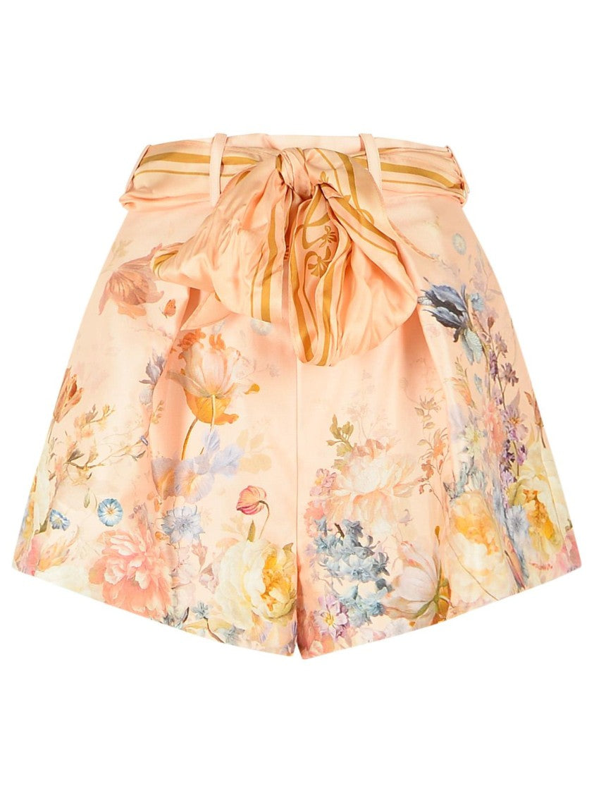 Zimmermann 'Viliant' Peach Silk Shorts
