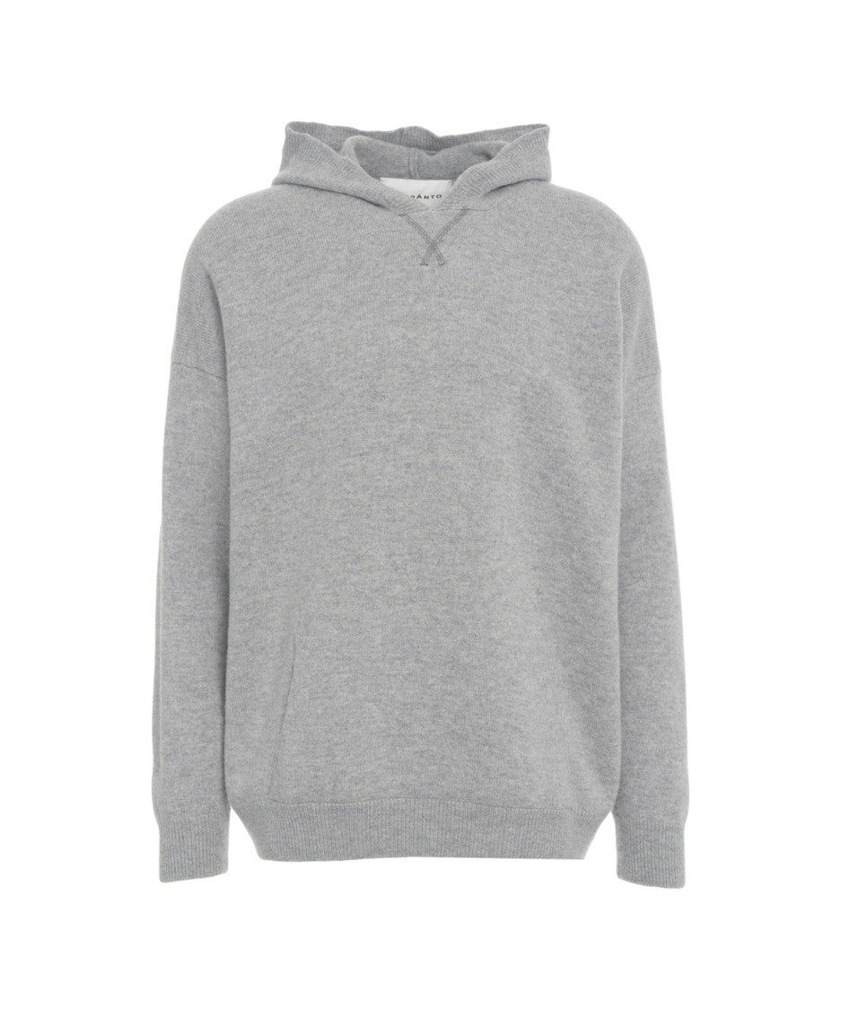 Amaranto Relaxed Fit Knit Sweater With Hood And Kangaroo Pocket