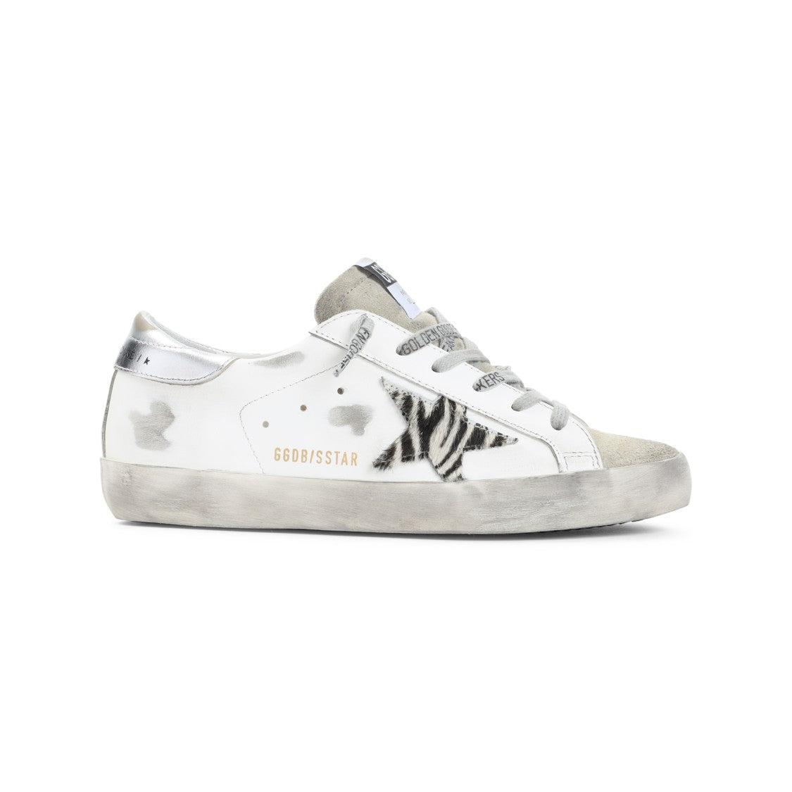 Golden Goose Distressed Leather Sneakers With Animal Print Accents