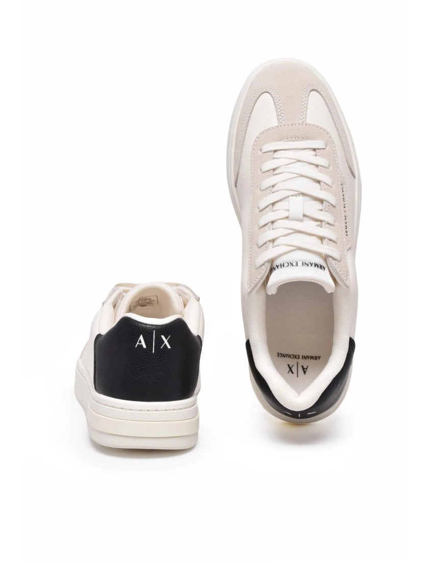 Armani Exchange White/Black Low-Top Leather Sneakers