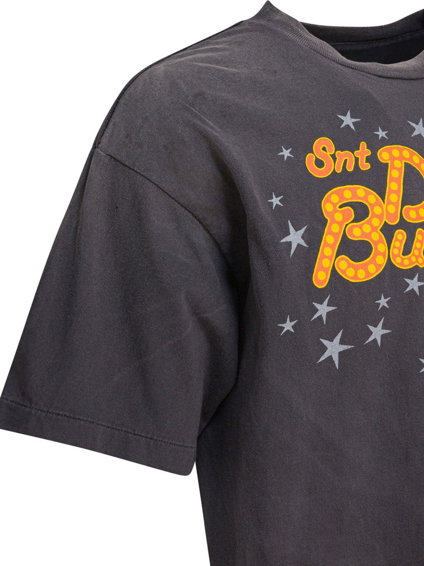 Saint Mxxxxxx Retro Graphic Print Black T-Shirt