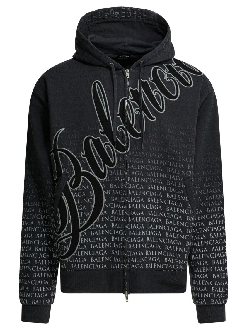 Balenciaga Oversized Zip-Up Hoodie With Unique Big B Graphic