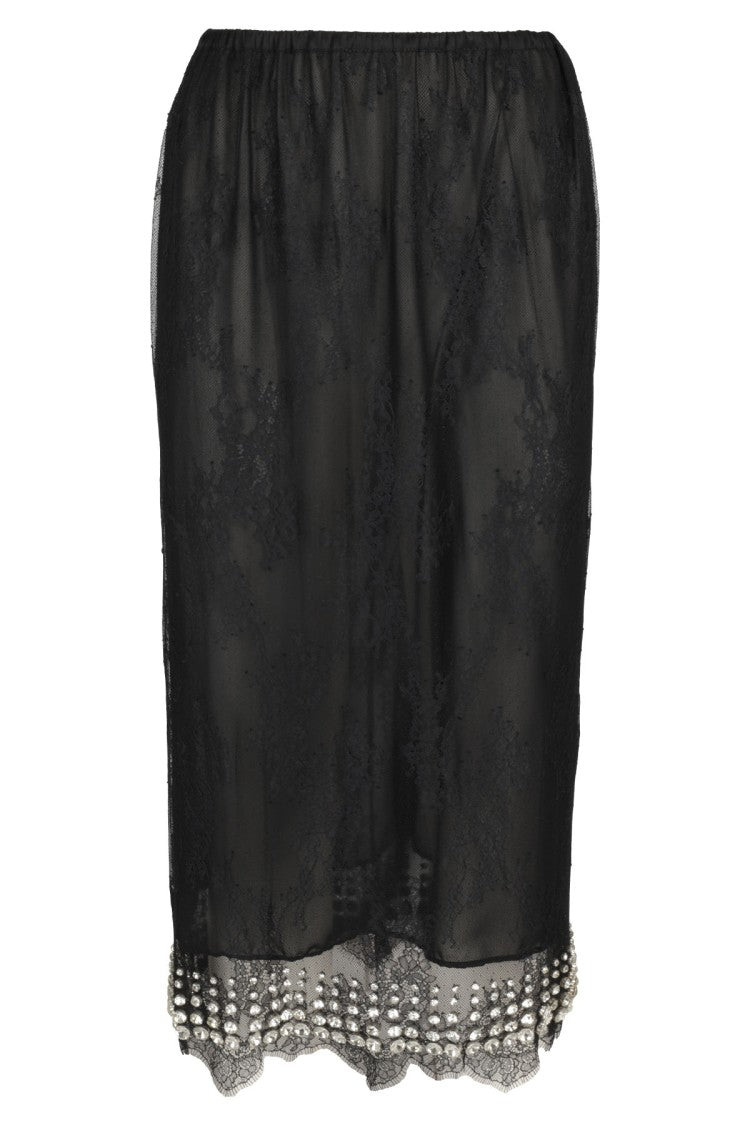 Chb Christian Boaro Black Embroidered Midi Skirt