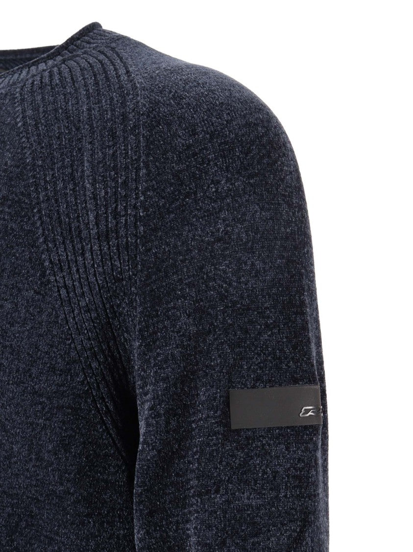 Rrd Blue Velvet Round Knit With Ribbed Detailing