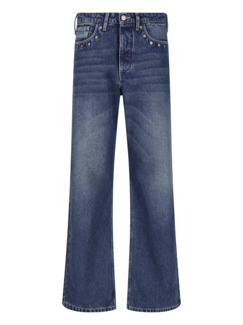 Paloma Wool Wide-Leg Denim Jeans With Subtle Fading And Metallic Accents
