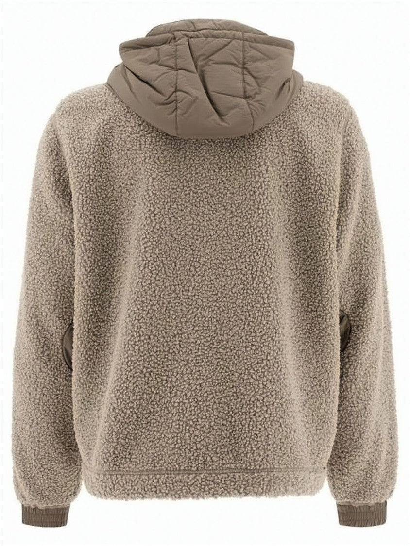 C.P. Company Textured Fleece Casual Jacket With Hood And Button-Up Front