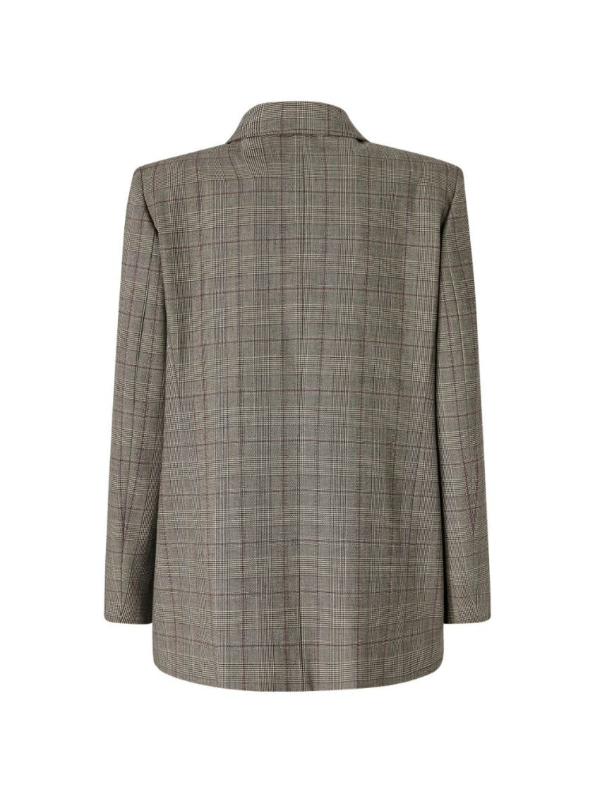 Pinko Multicolor Double-Breasted Plaid Structured Jacket