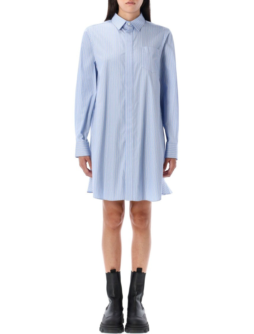 Sacai Frilled Hem Striped Shirt Dress