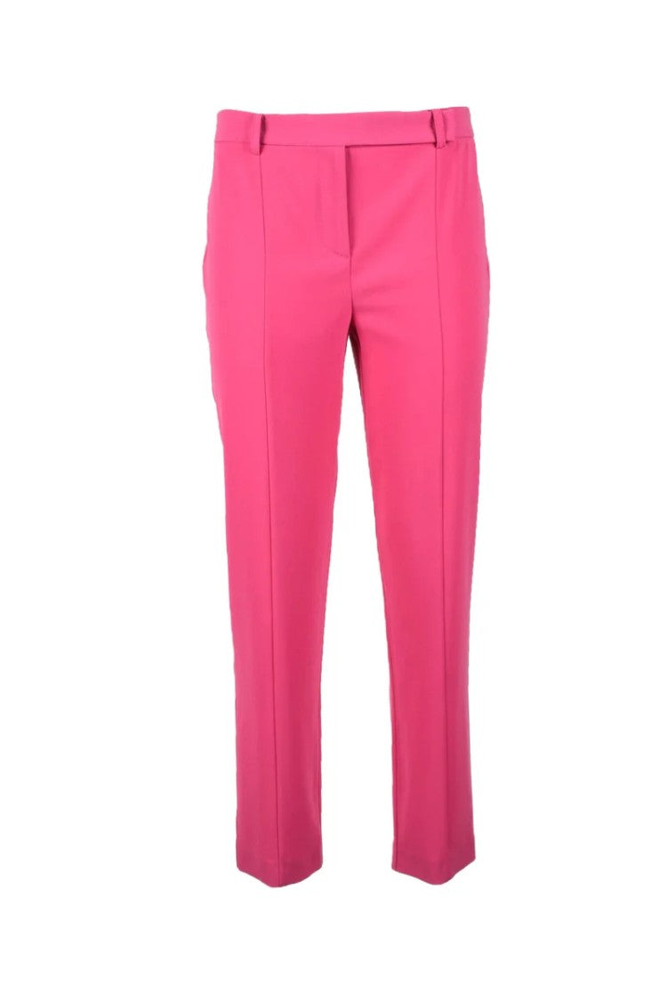 Patrizia Pepe Fuchsia Slim-Fit Stretch Trousers With Mid-Rise Waist And Cropped Length