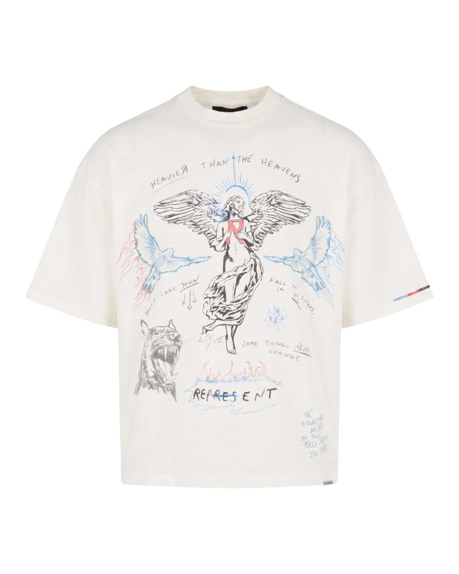 Represent White Heavier Than The Heavens Boxy Cotton T-Shirt