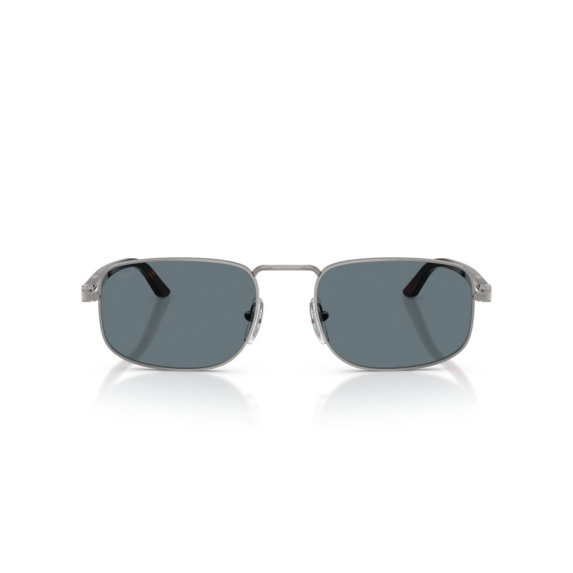 Persol Rectangular Metal Frame Sunglasses With Tortoiseshell Tips