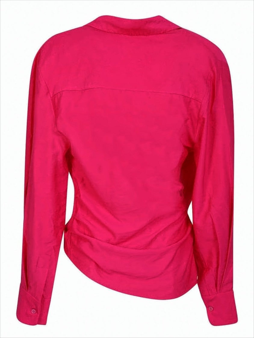 Jacquemus Cropped Pink Shirt With Front Tie Detail