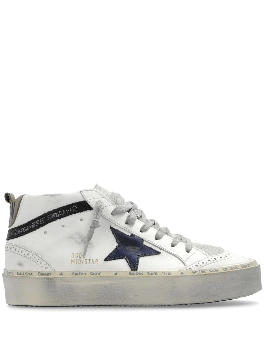 Golden Goose Mid Star High-Top Leather Sneakers