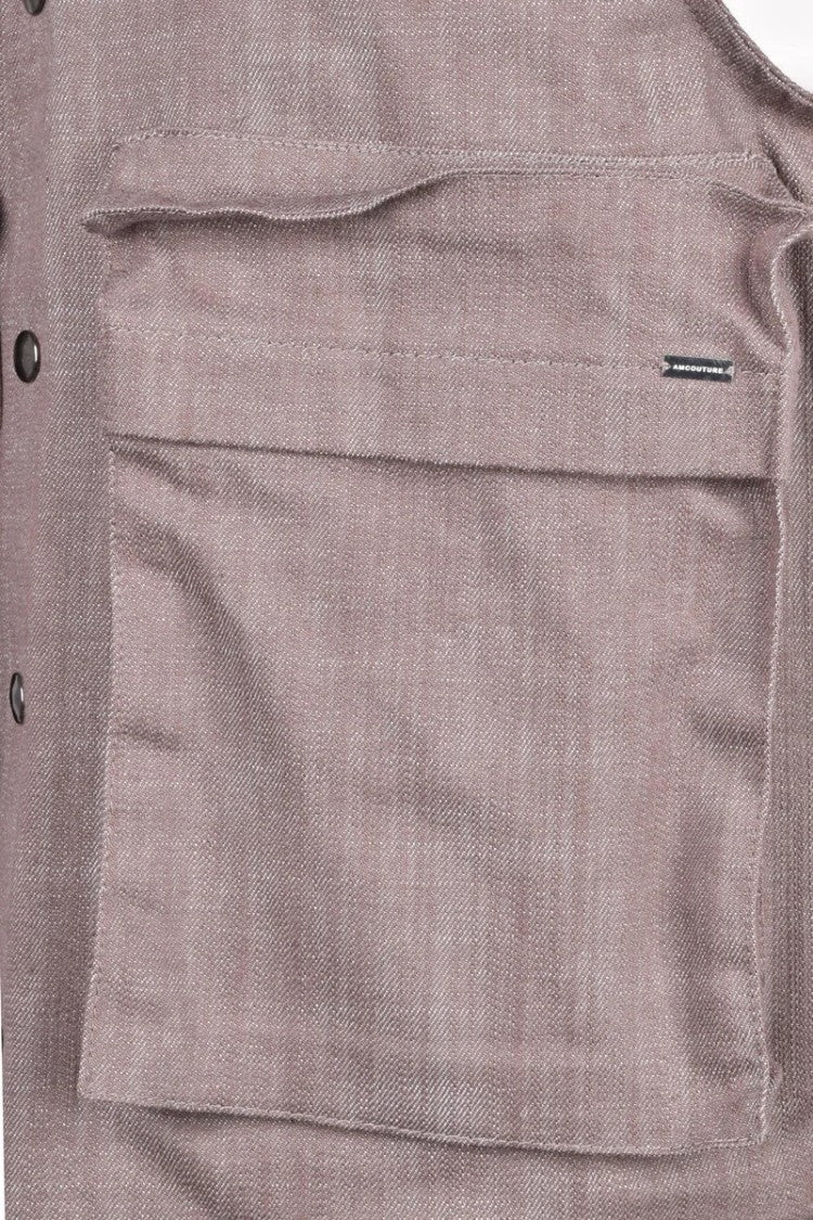 A.M.Couture Brown Cotton Polyester Men's Stretch Vest