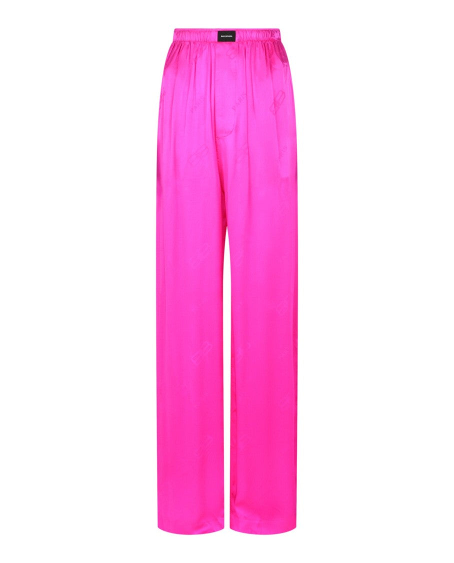 Balenciaga Silk Pyjama Pants With High-Rise Waist And Subtle Logo Design