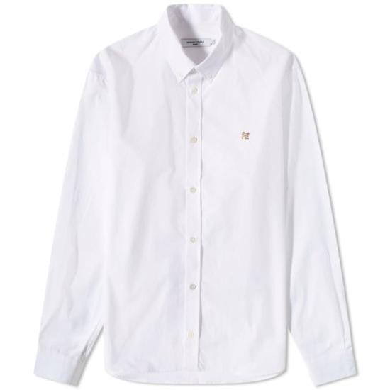 Maison Kitsuné Long-Sleeve Cotton Button-Up Shirt With Embroidered Logo