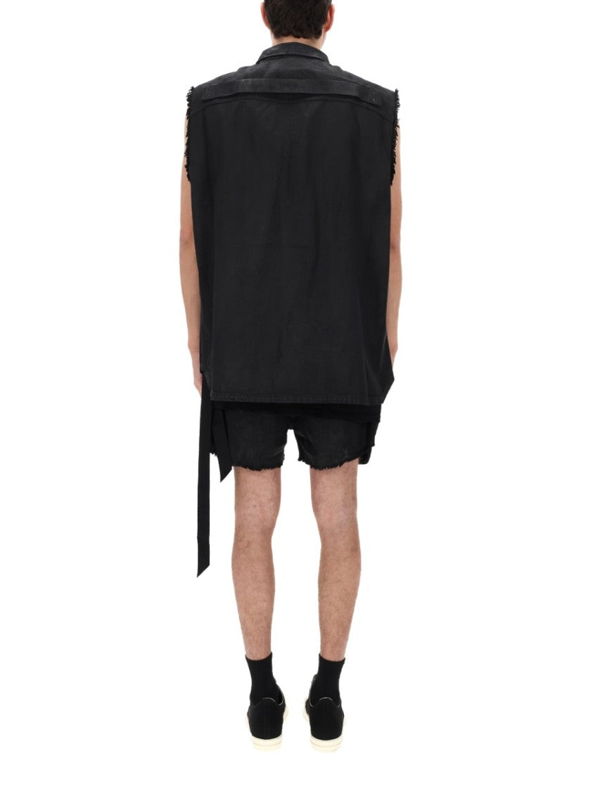 Drkshdw By Rick Owens Sl Tommy Jumbo Oversized Frayed Cotton Jacket