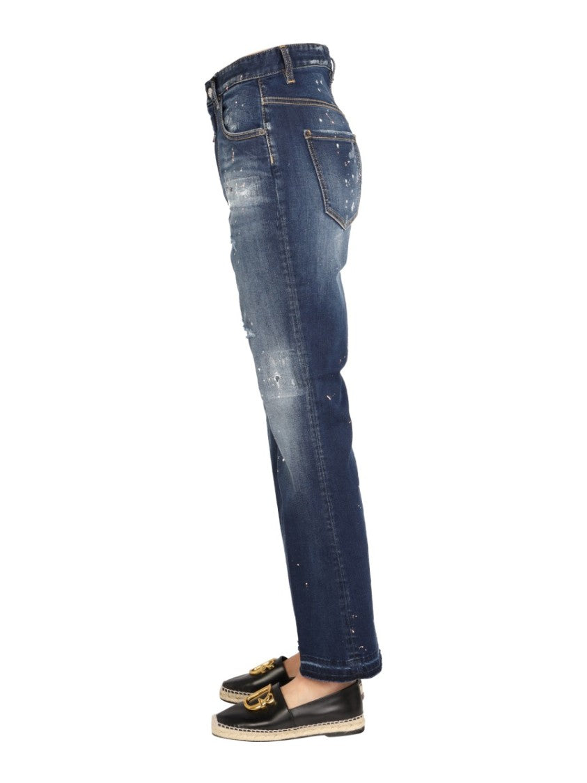 Dsquared2 High-Waisted Wide-Leg Denim Jeans