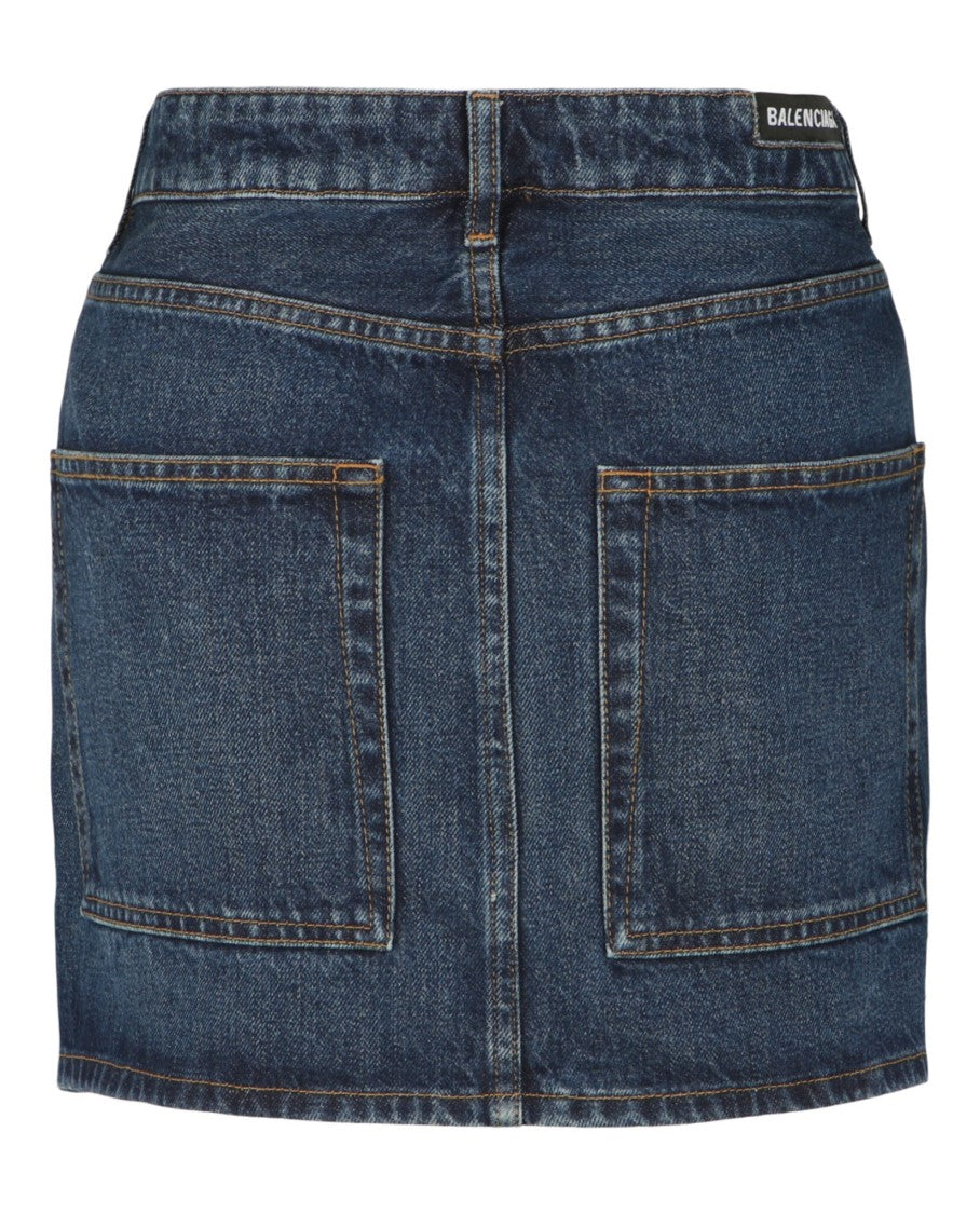 Balenciaga Low Rise Denim Mini Skirt