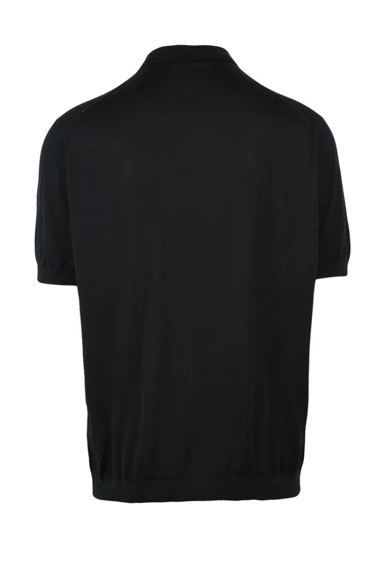 John Smedley Knit Polo Shirt - Black