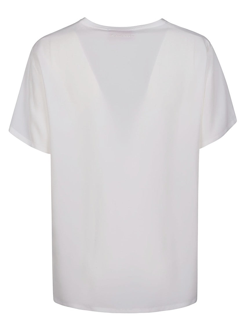 Ermanno Firenze Round Neck Embroidered Acetate Top