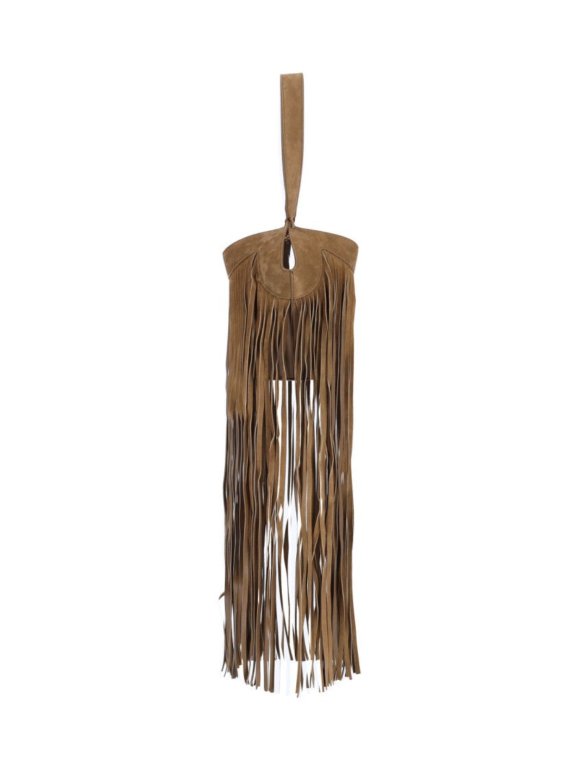 Khaite Fringe Tote Bag 'Lotus' In Brown Calf Suede