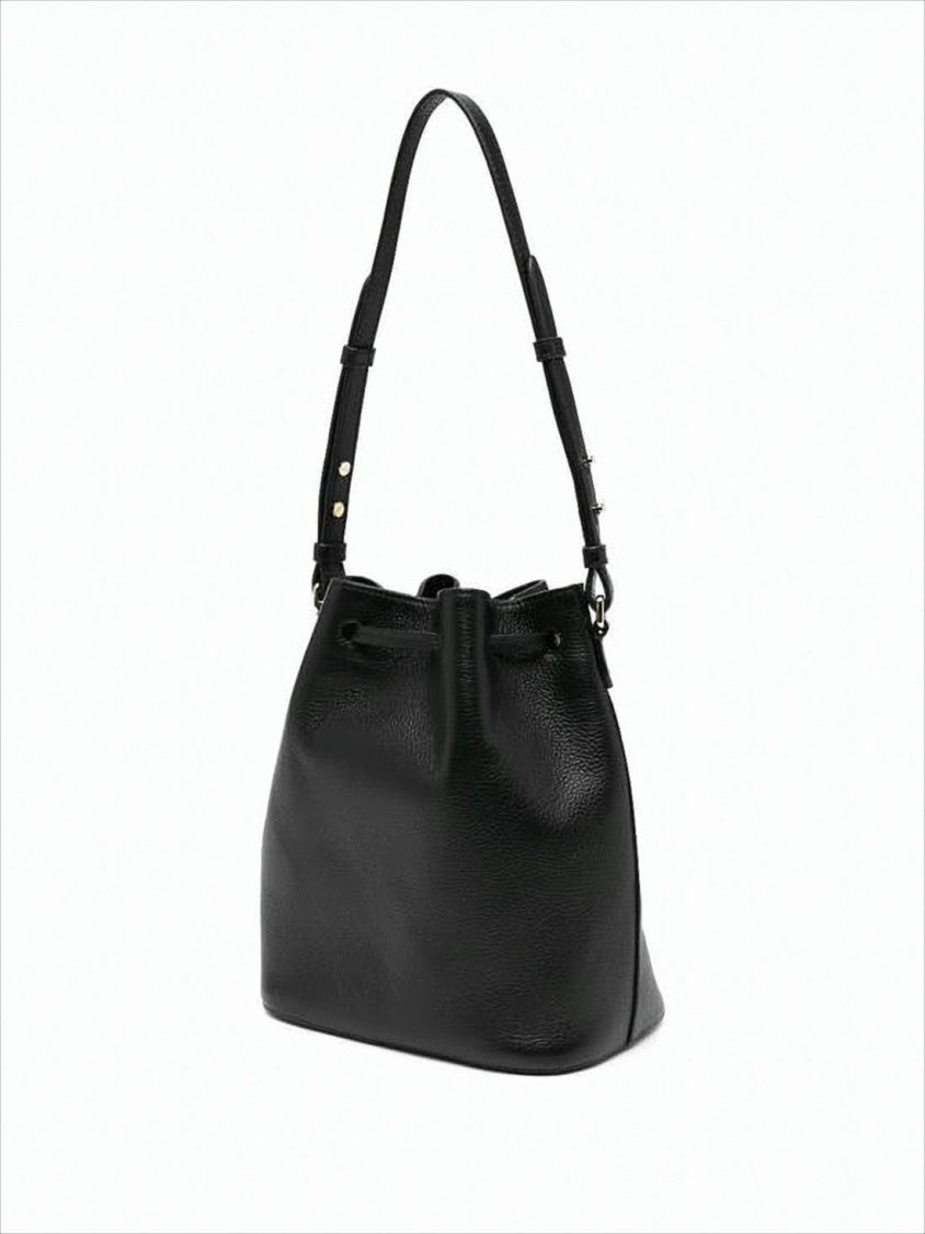 Bally Structured Black Cowhide Tote Bag With Drawstring Closure