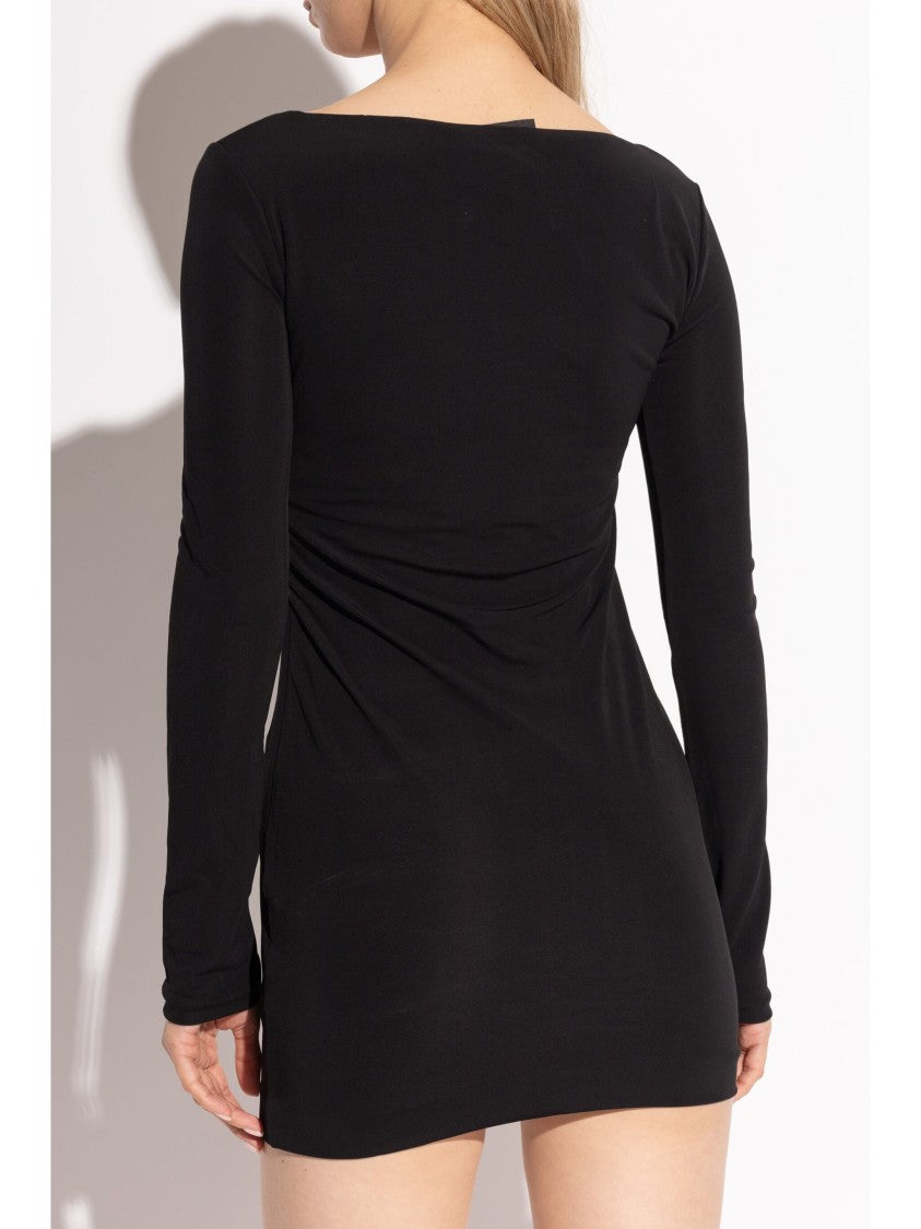Dsquared2 Fitted Black Viscose Square Neck Dress