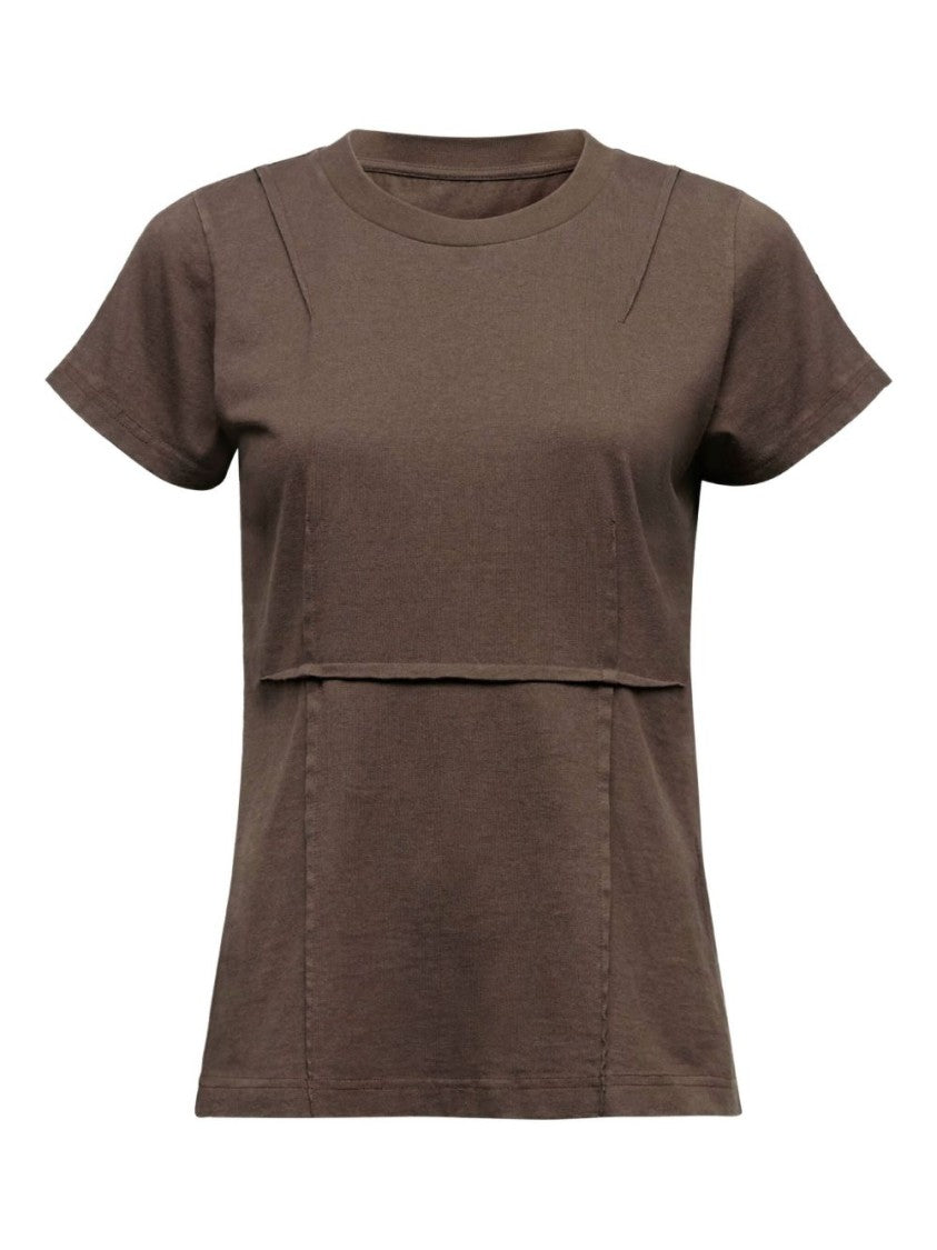 Mm6 By Maison Margiela Structured Brown Cotton T-Shirt With Seam Detailing