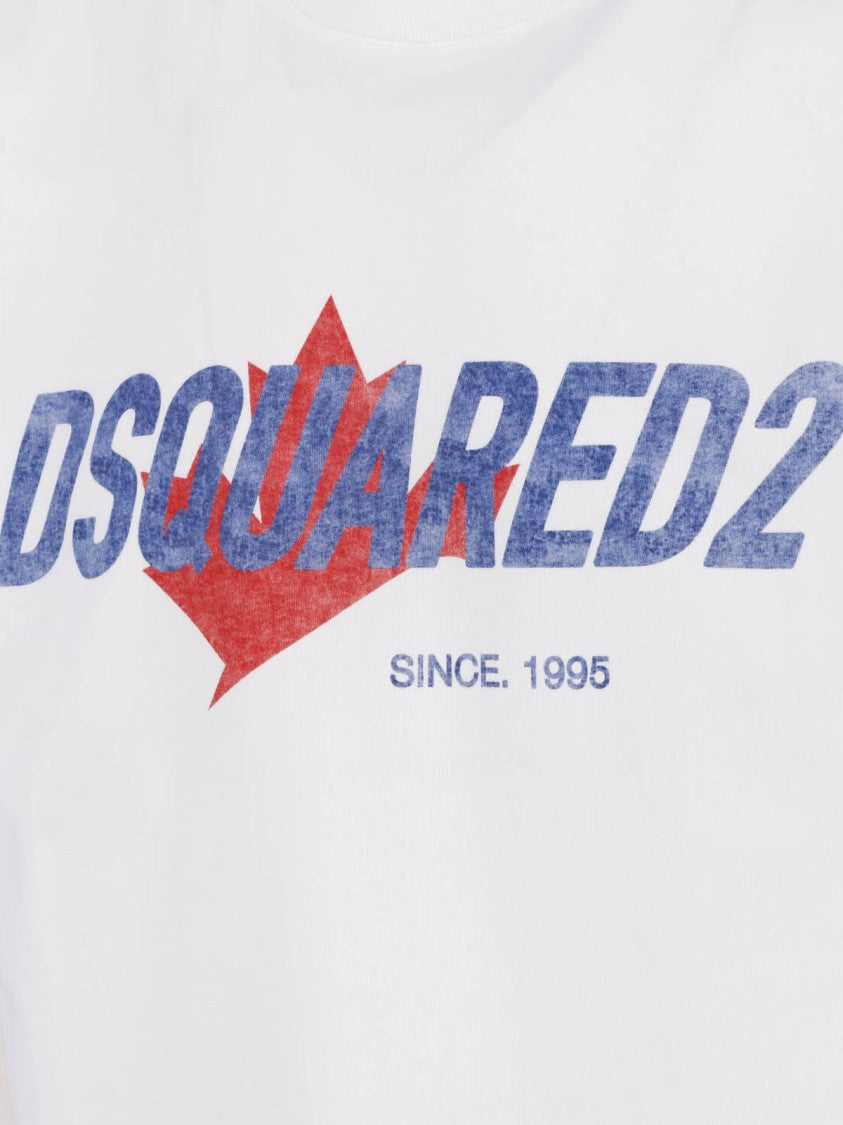 Dsquared2 White Cotton Logo Printed T-Shirt