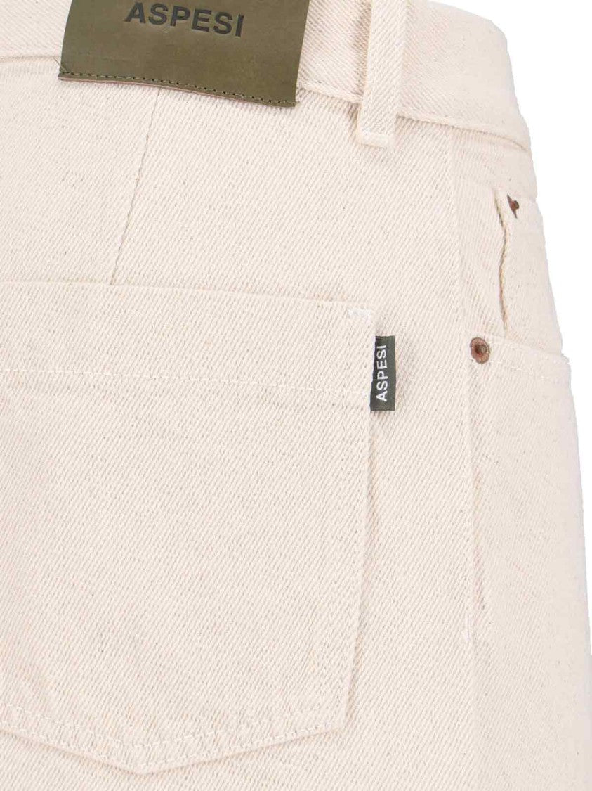 Aspesi Wide-Leg Off-White Jeans With Textured Weave