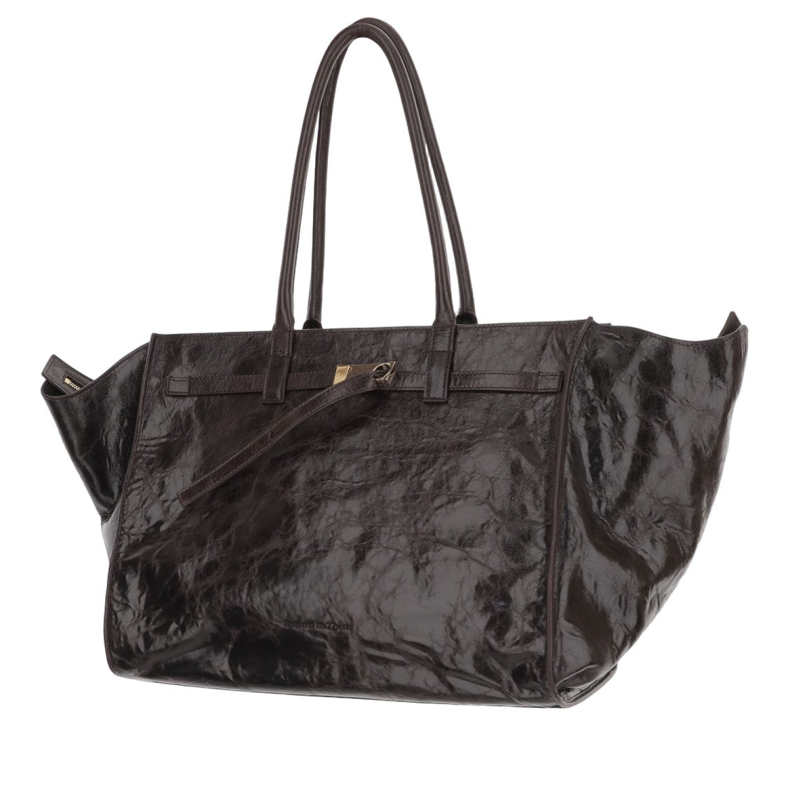 Benedetta Bruzziches Sculpted Dark Brown Leather Bag With Metal Accents