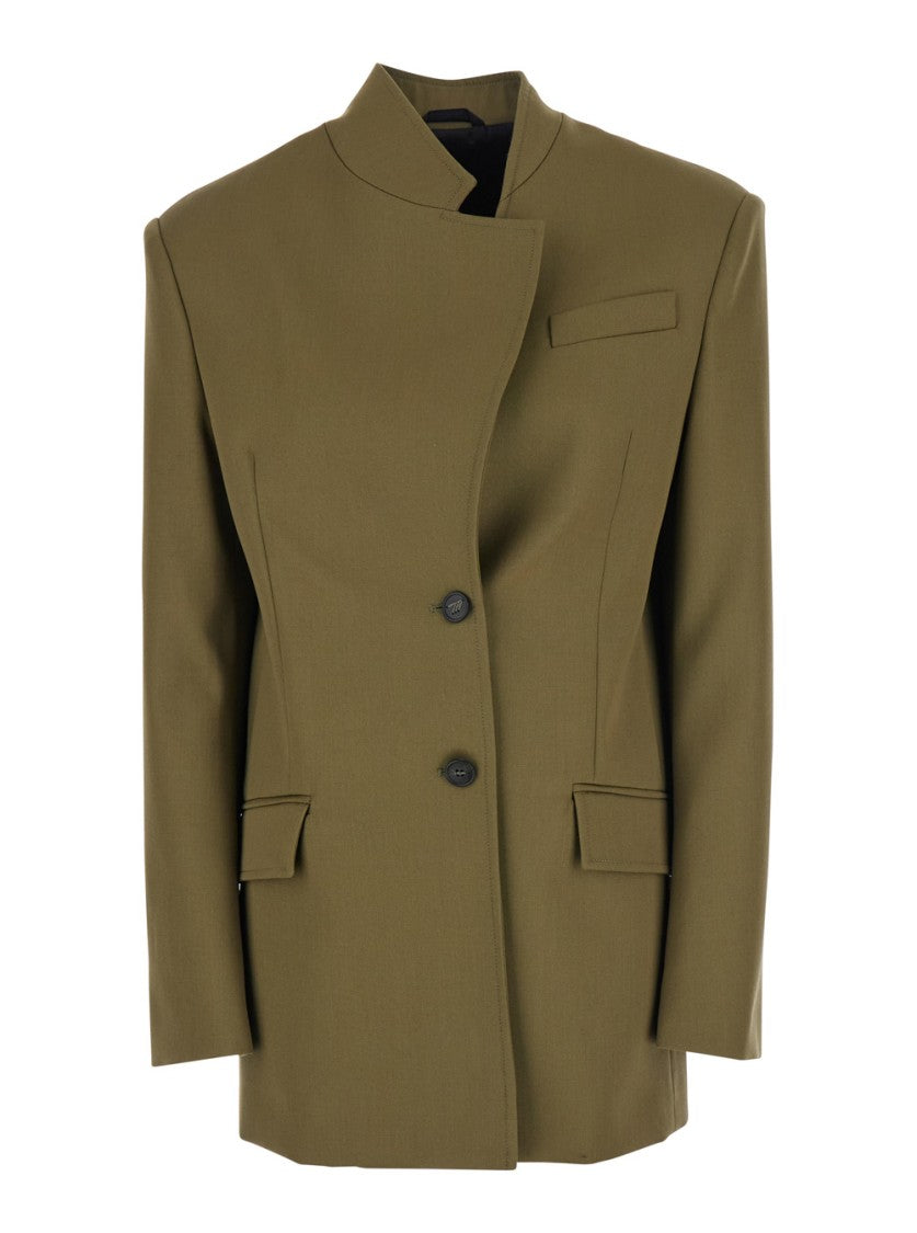The Attico Green Wool Gabardine Blazer
