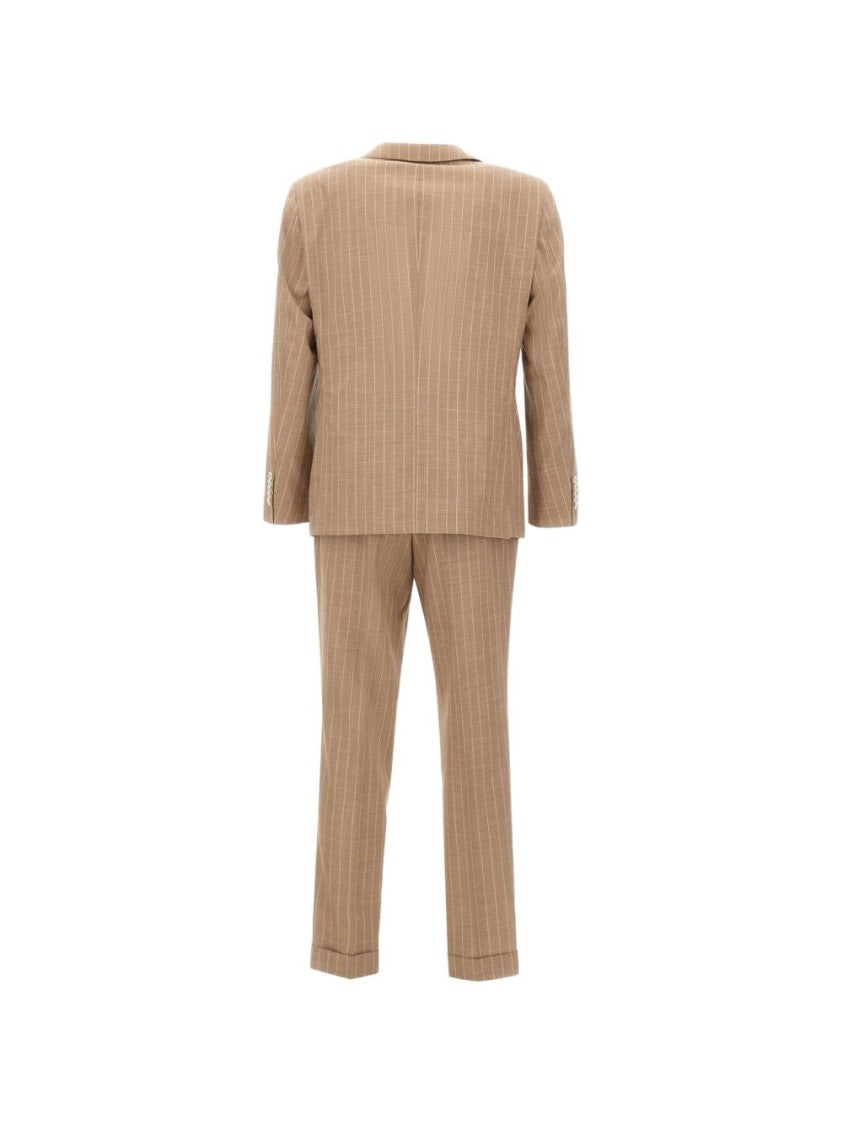 Boss Camel Tailored Camel Two-Piece Suit With Pinstripe Blazer And Trousers