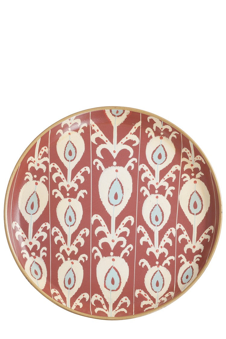 Les Ottomans Les Ottomans Orange And Light Blue Handpainted Iron Tray