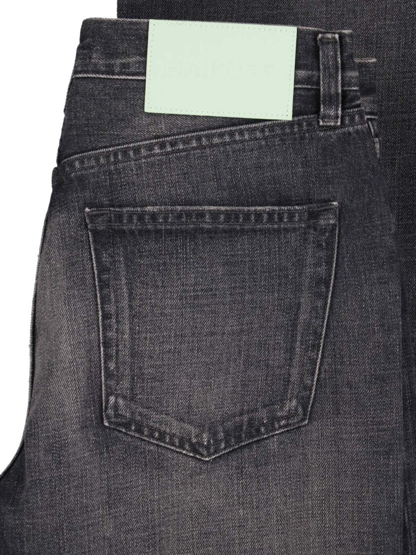 Haikure Black Star Straight-Leg Cotton Denim Jeans