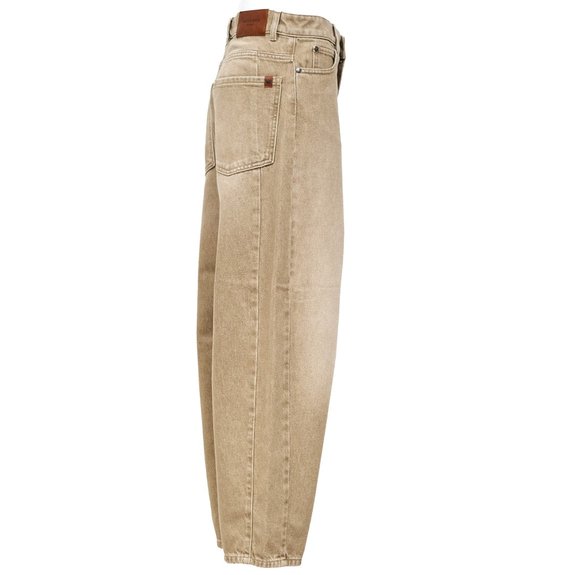 Max Mara Beige Washed High-Waisted Patch Pocket Jeans