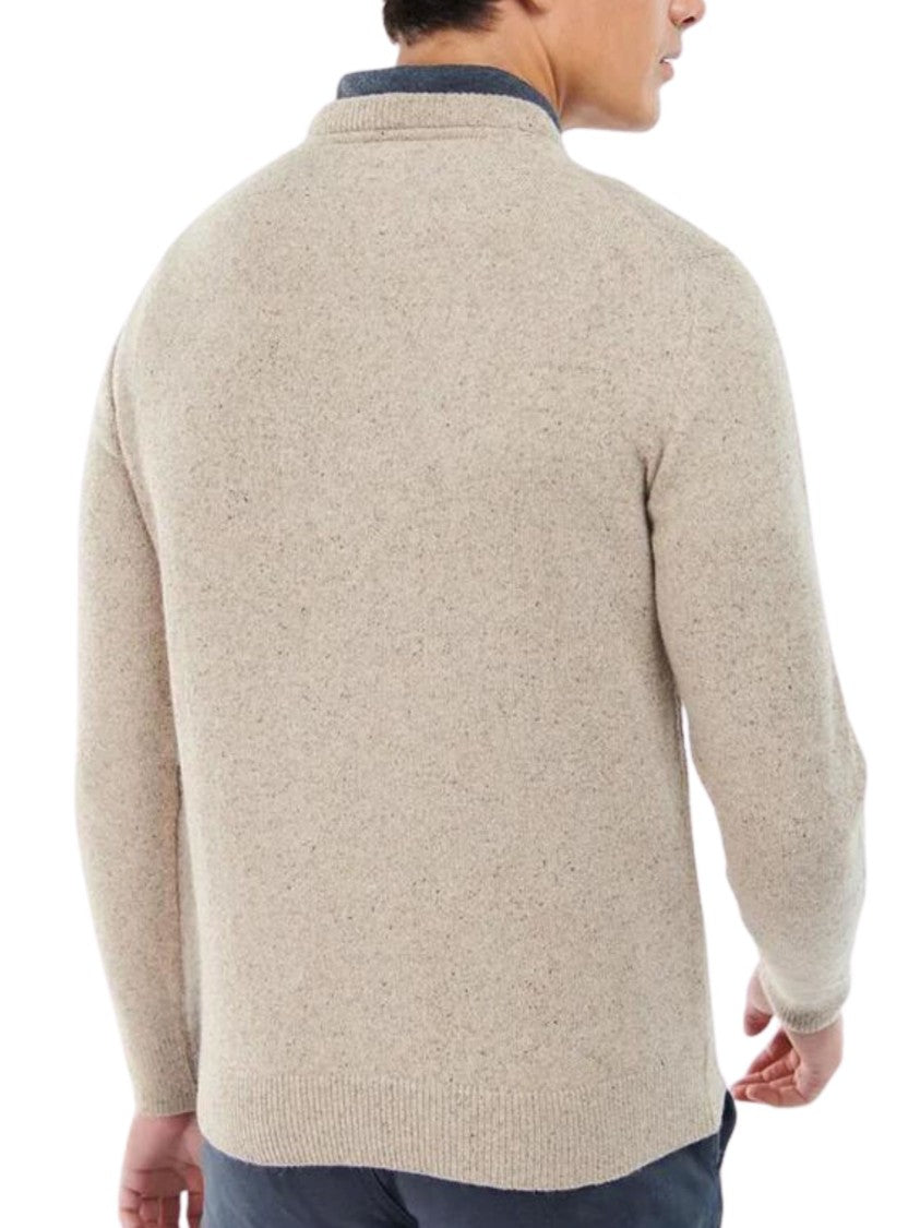 Barbour Tonal Embroidered Beige Crew-Neck Sweater