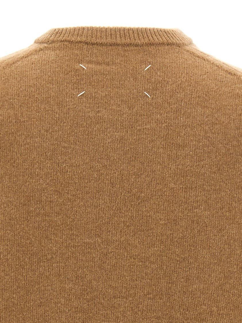 Maison Margiela Used-Effect Wool Sweater With Crew Neck