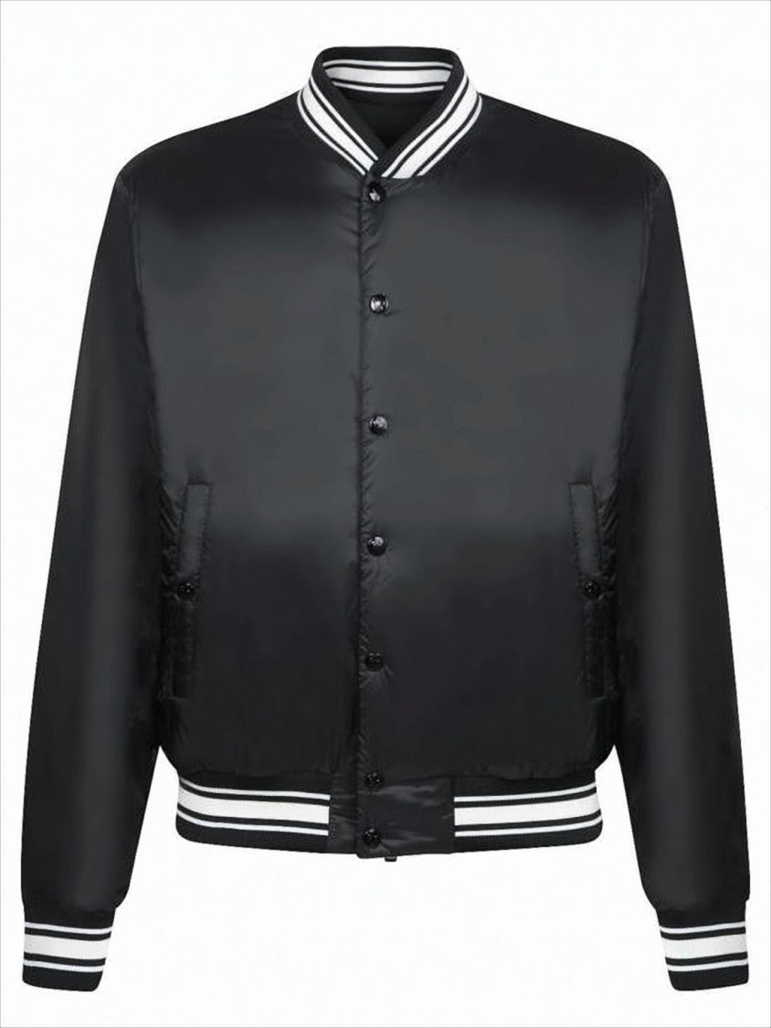 Moncler Black Polyamide Jacket With Quilted Padded Front And Logo Detail
