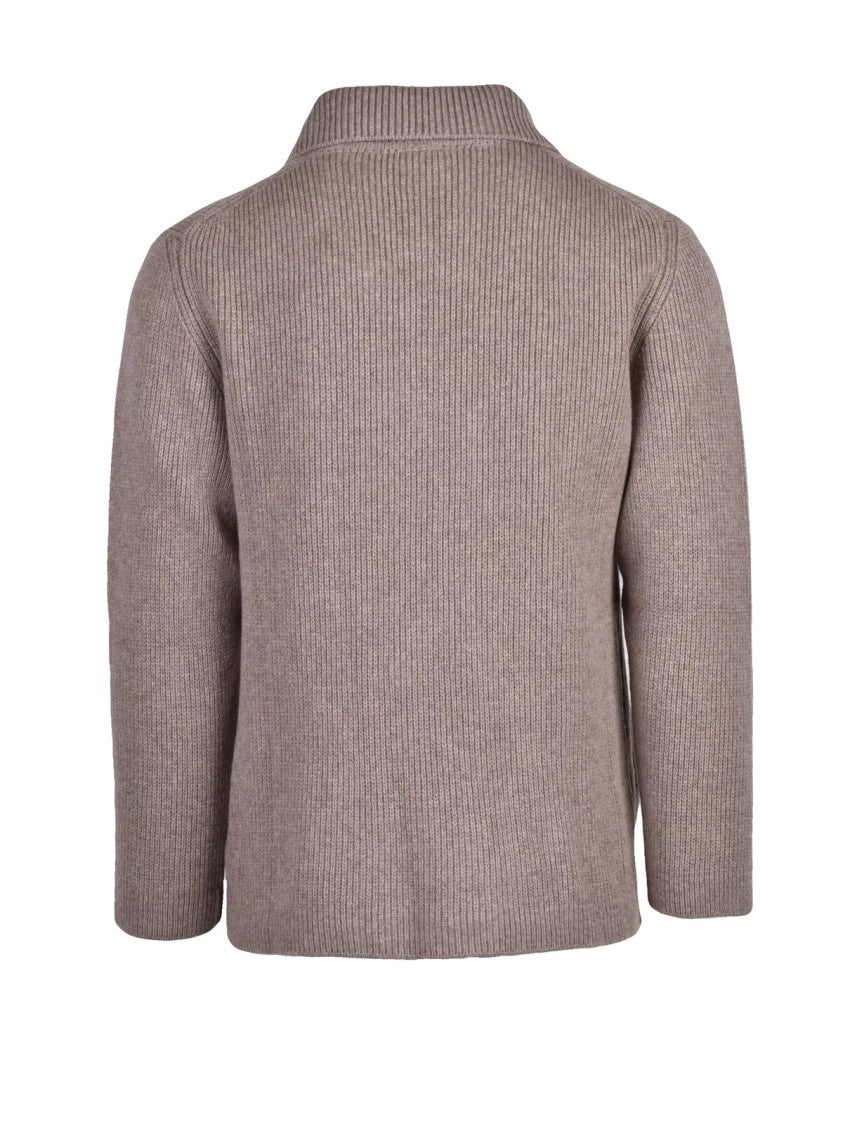 Daniele Fiesoli Taupe Merino Wool Double-Breasted Cardigan