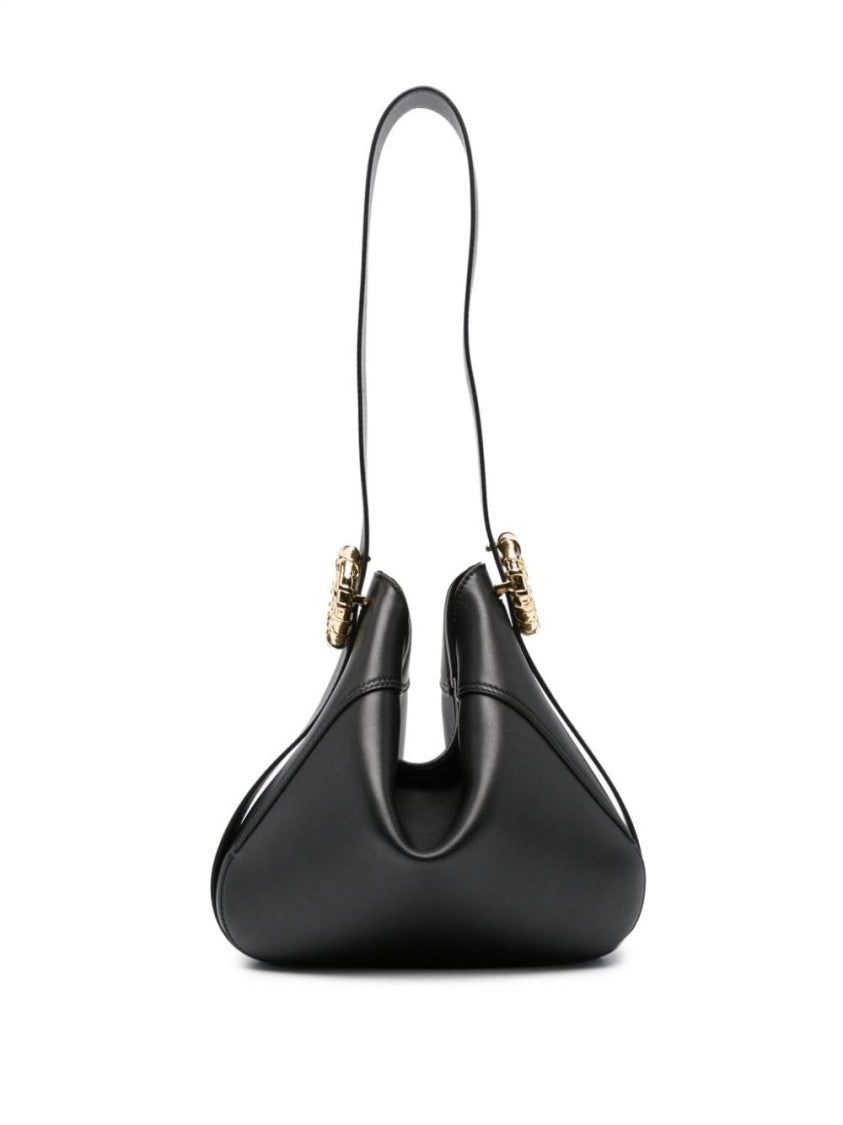 Lanvin Sculptural Black Calf Leather Shoulder Bag