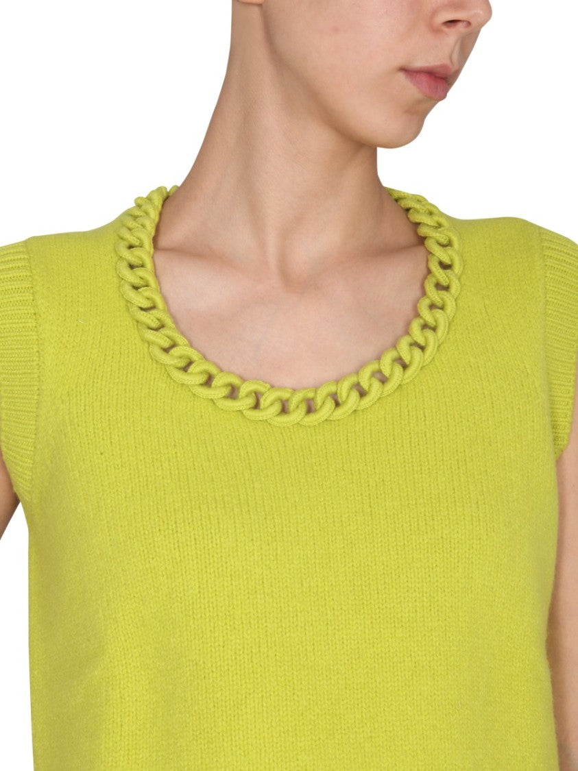 Bottega Veneta Wool Vest With Intricate Crochet Chain Design