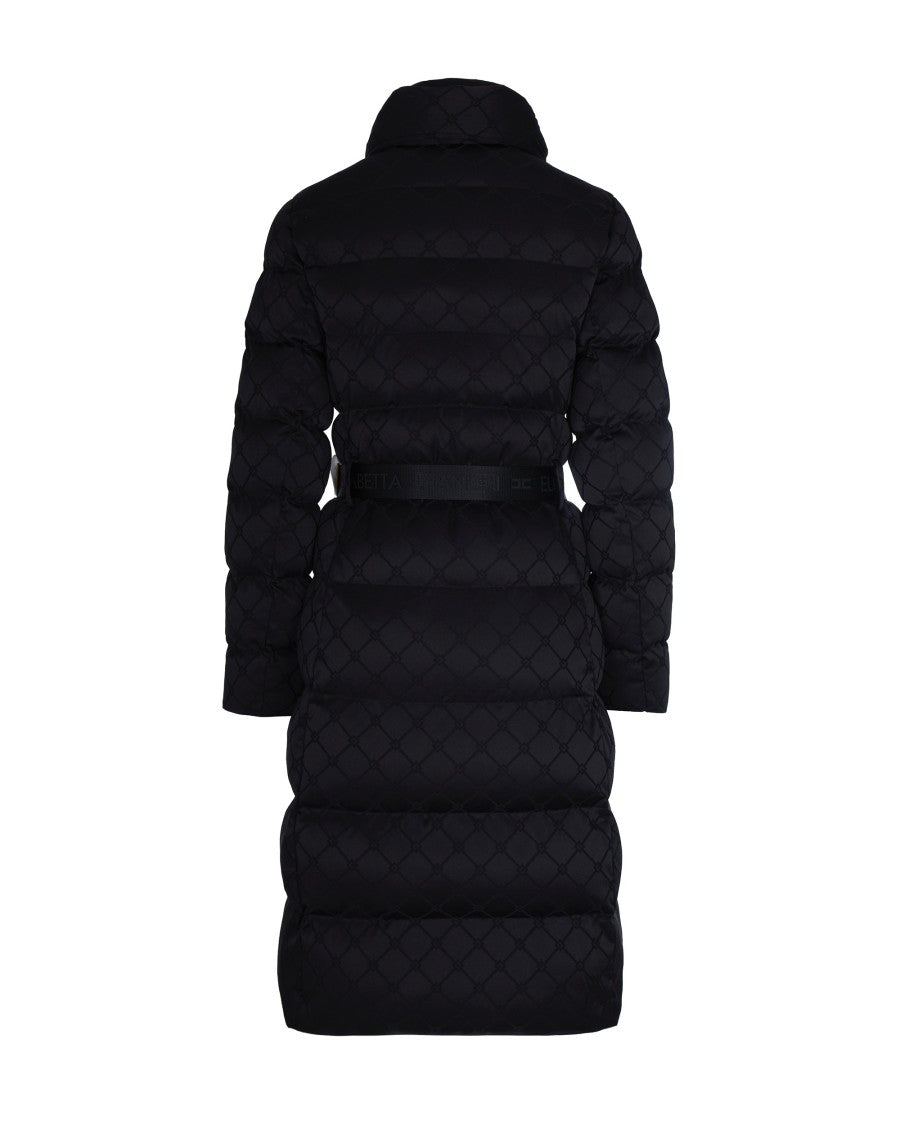 Elisabetta Franchi Black Jacquard Sail Fabric Down Jacket